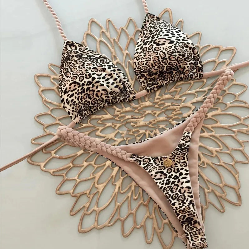 Sexy Bikini-Set mit Push-up-Effekt – Solides Badeoutfit für Damen am Strand oder Pool