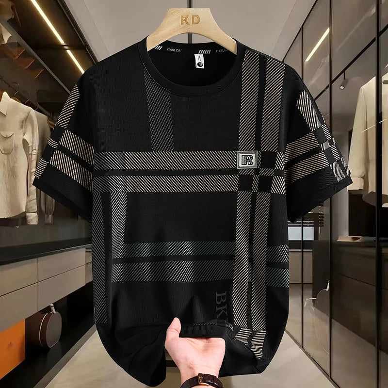 Herren T-Shirt aus Seide mit kurzen Ärmeln für lässige Sommermode