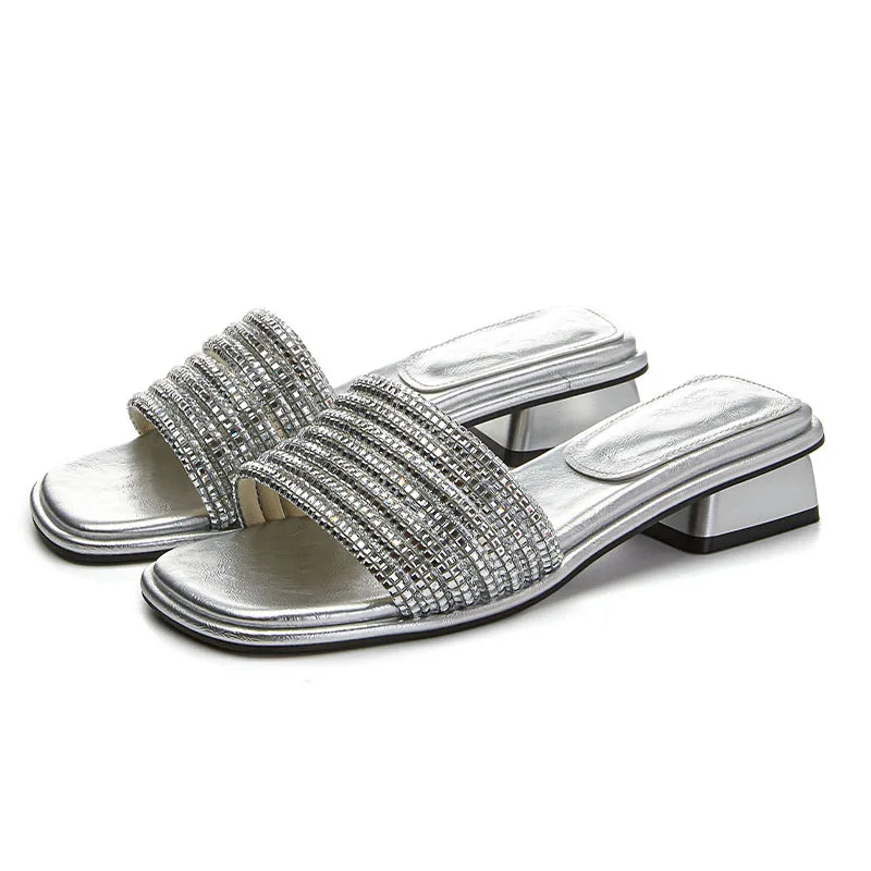 AIYUQI Damen Slippers Microfiber Rhinestone Platform