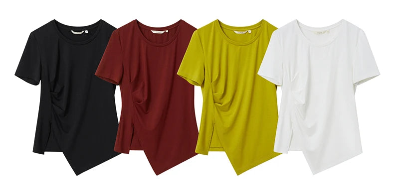 Damen T-Shirt mit asymmetrischem Design und kurzen Ärmeln für den Sommer