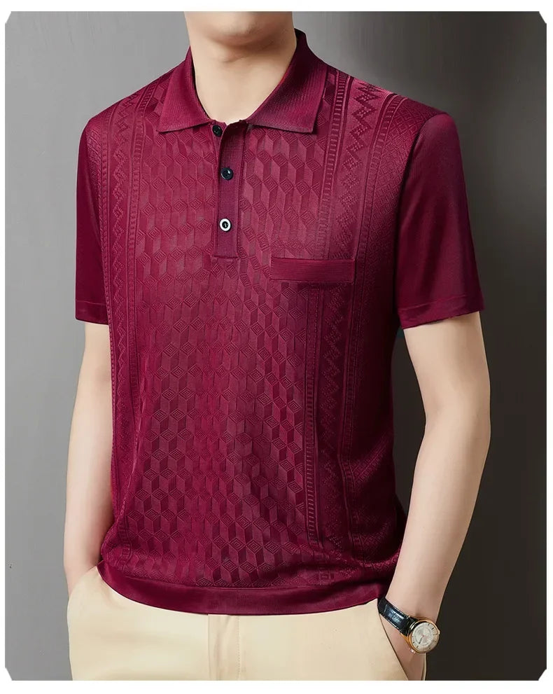 Kurzes Herren-Poloshirt mit Perlenkragen – ideal für Sport und Freizeit im Sommer