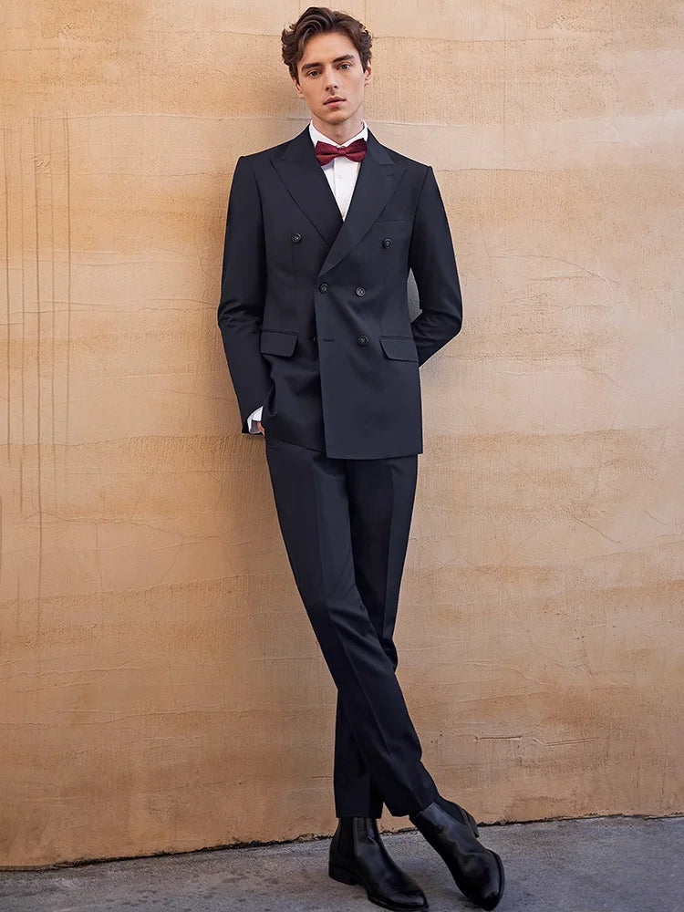 Schmal geschnittener Herrenanzug-Blazer mit grauen Streifen und 2-Knopf-Einreiher – ideal für Partys und Hochzeiten, Größe 48