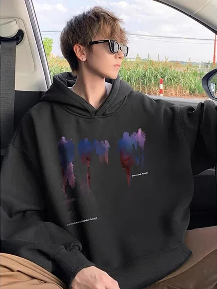 Herren Hoodie mit Hip Hop Grafik im Goth Design und Taschen