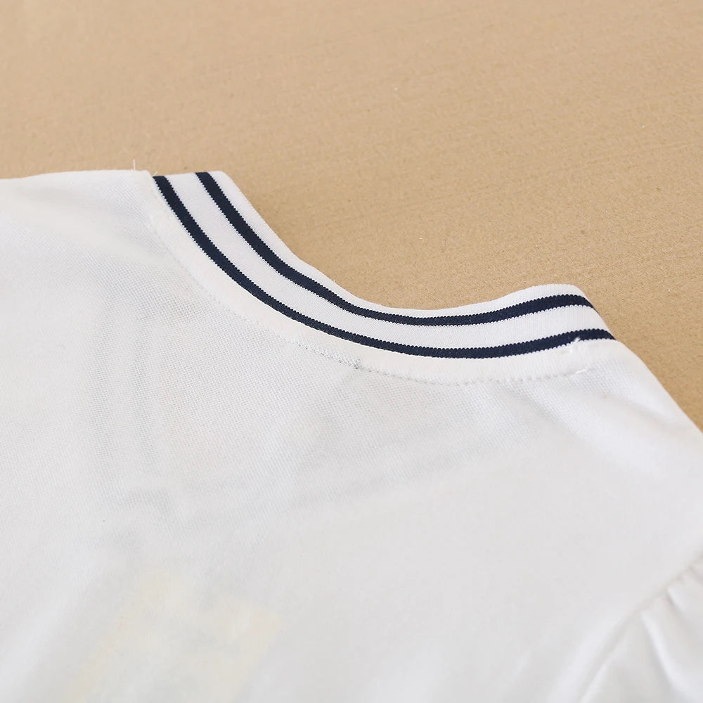 Weißes Sommerkleid für Mädchen, V-Ausschnitt, Polo-Plisseekleid für die Schule, 5–12 Jahre, Mädchenkleidung