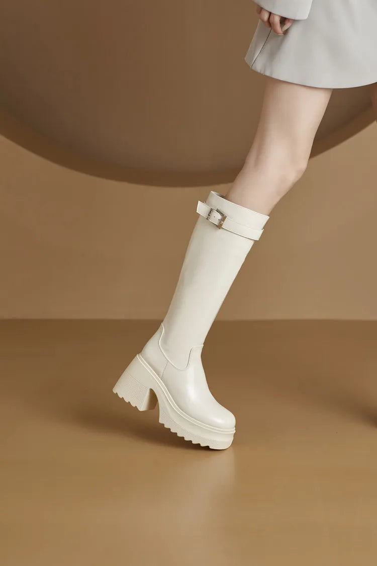 Damen Lange Stiefel im modischen Stil mit 10 cm hoher Plattform