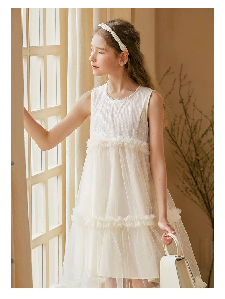 Ärmelloses Sommerkleid für Mädchen in Hellgelb – ideal für Geburtstage, Hochzeiten und festliche Anlässe