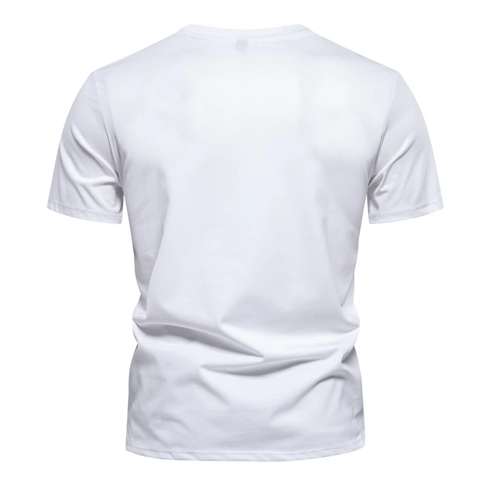 Herren T-Shirt aus Baumwollmischung mit hochwertiger Stickerei und Kurzarm