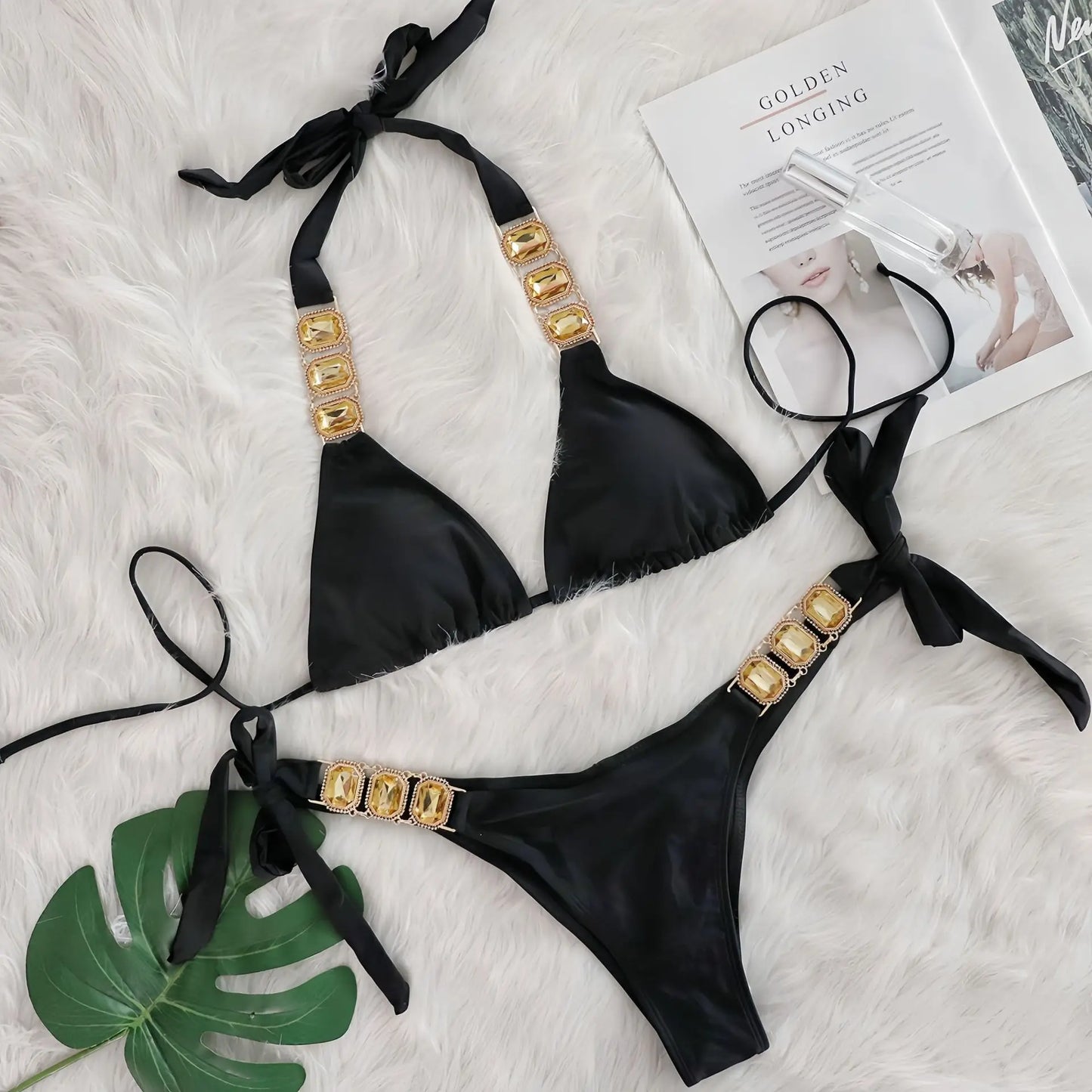 Brauner Push-Up-Bikini im brasilianischen Stil für Damen – ideal für Strand und Pool