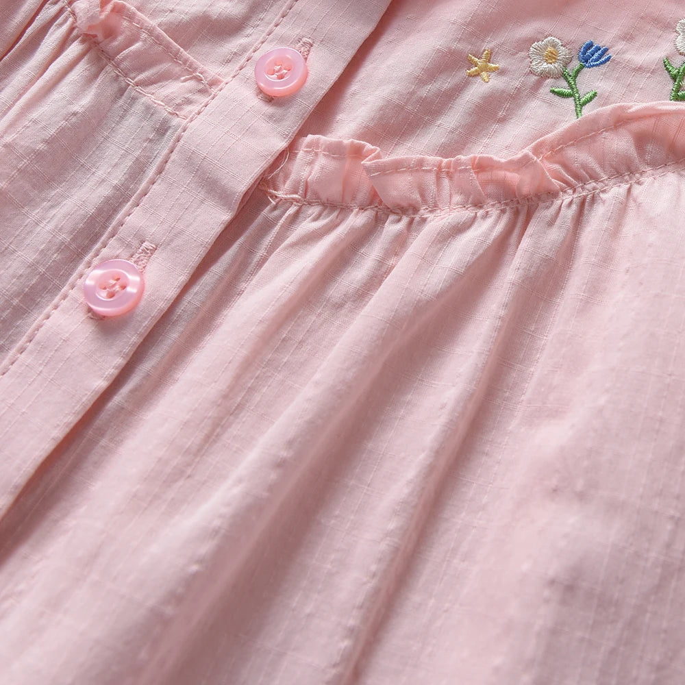 Mädchenbluse, besticktes Baumwollhemd, lässiges Oberteil für Kinder im Alter von 2–6 Jahren, Sommerkleidung für Kinder