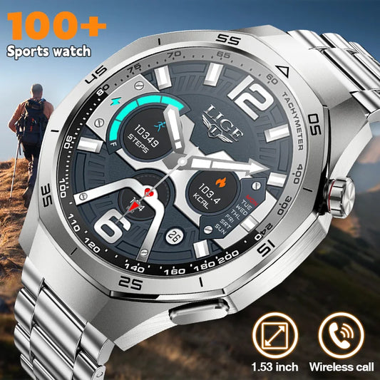 LIGE Smartwatch Outdoor Sport Männer 360*360 HD Display Gesundheit Überwachung Wasserdichte Herzfrequenz BT Anruf Smart Uhr Für Android IOS
