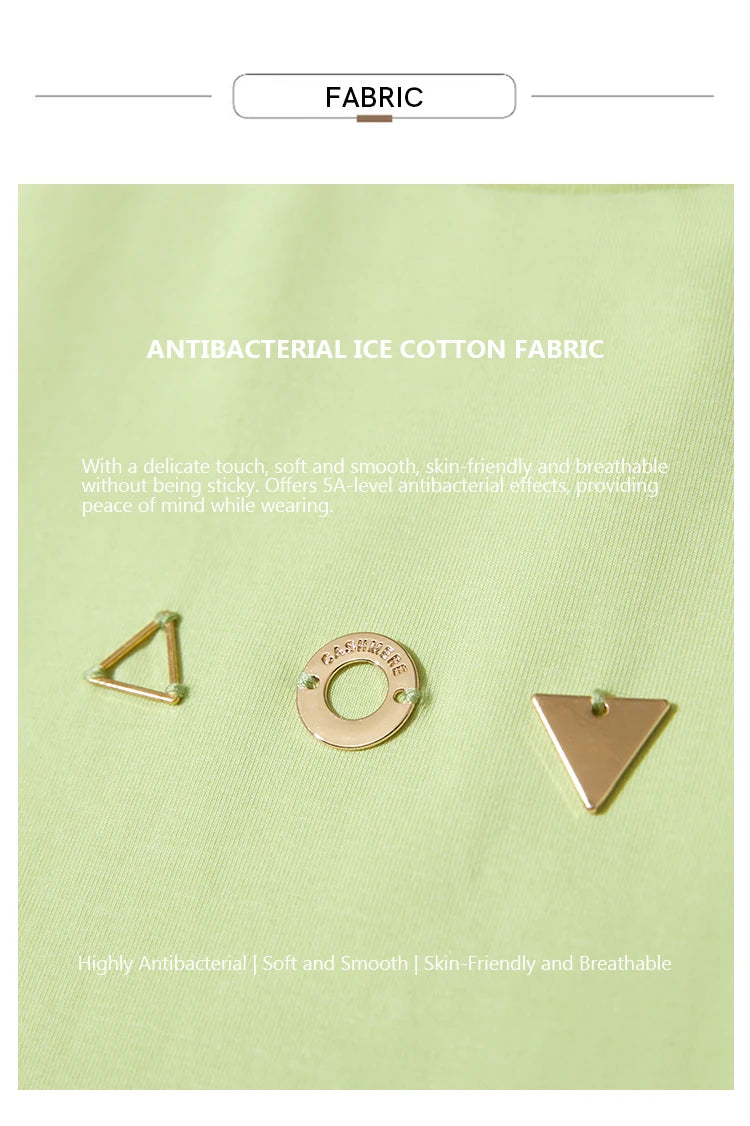 Damen T-Shirt mit O-Ausschnitt und geometrischer Dekoration aus antibakterieller Baumwolle