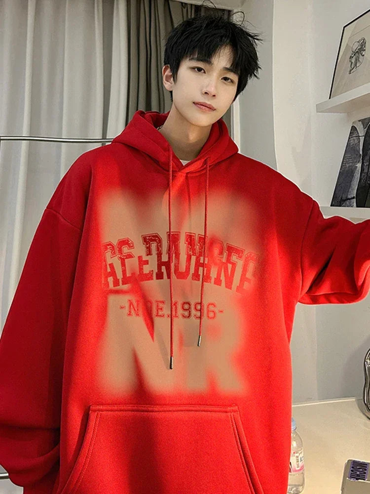Herren Hoodies mit Goth Brief Drucken und Kapuze im Vintage-Stil