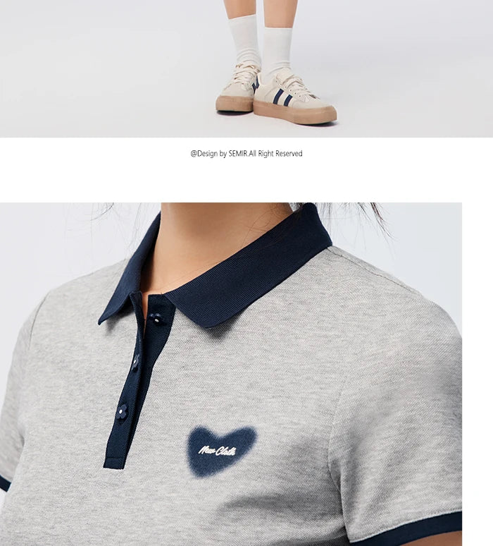 Semir Polo Shirt Frauen cool anti bakteriell schlank süß Stil Sommer neue Farbkontrast Druck Pulloverf Polo