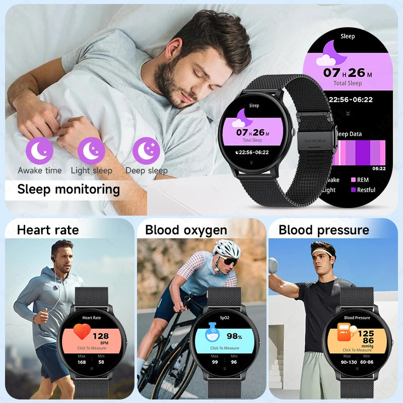 LIGE SOS Smartwatch 1,39 Zoll HD Sprachassistent Bluetooth Anruf Sport Fitness Smart Watch Männer Frauen Für Android IOS 2025 Neue