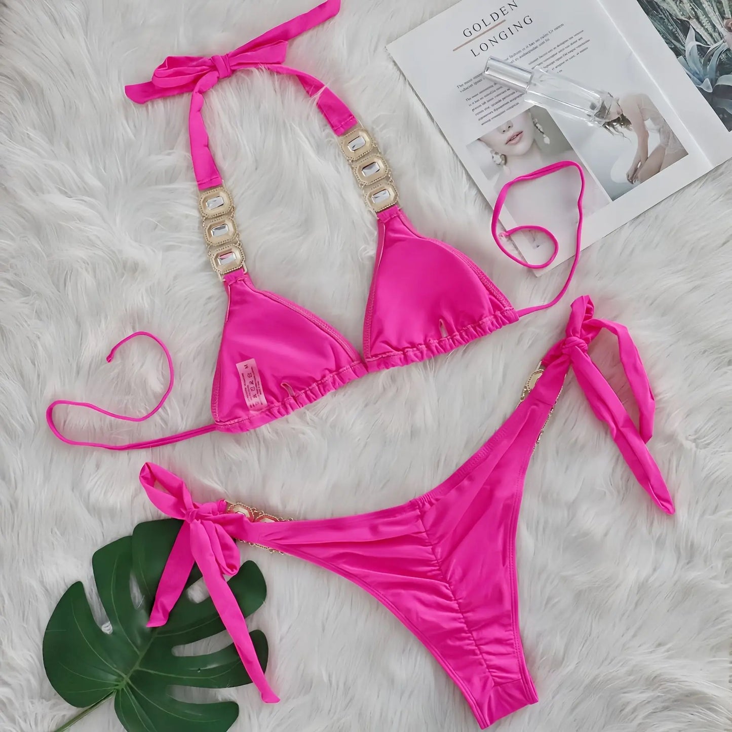 Brauner Push-Up-Bikini im brasilianischen Stil für Damen – ideal für Strand und Pool