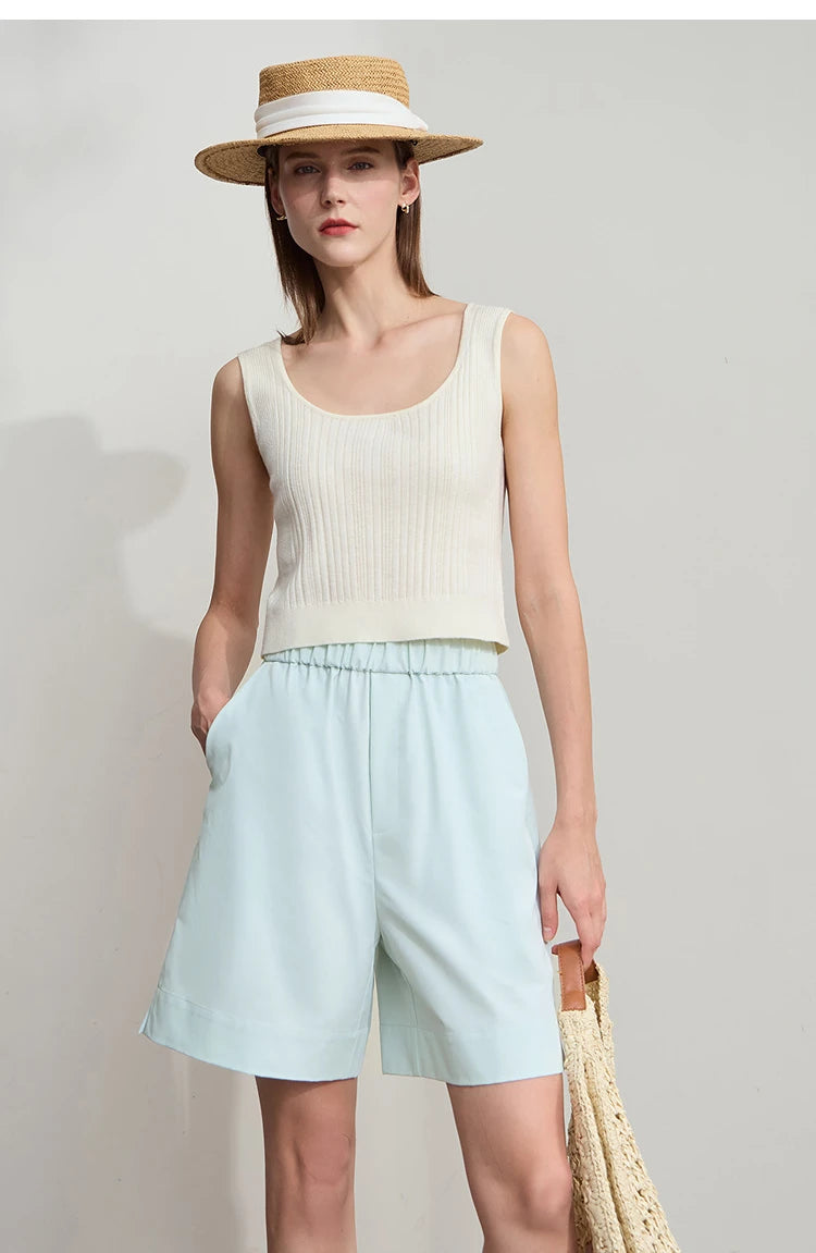 Damen Shorts im minimalistischen Stil mit elastischem Bund und weitem Bein
