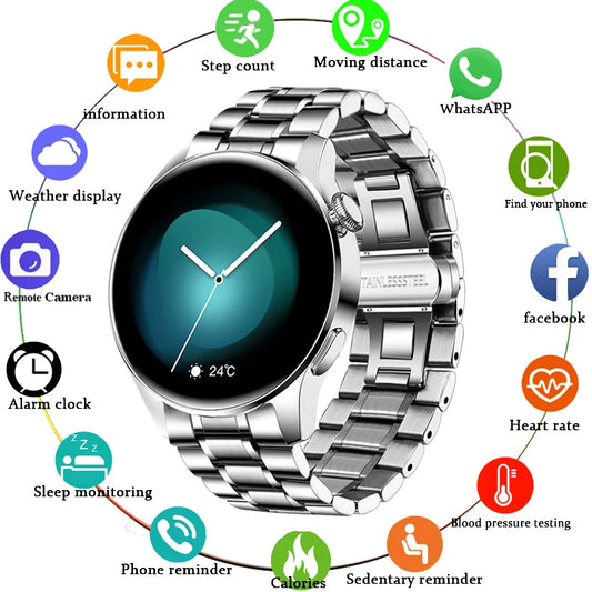 Männer Smartwatch mit Bluetooth Anruf und Fitness Herzfrequenz Monitor