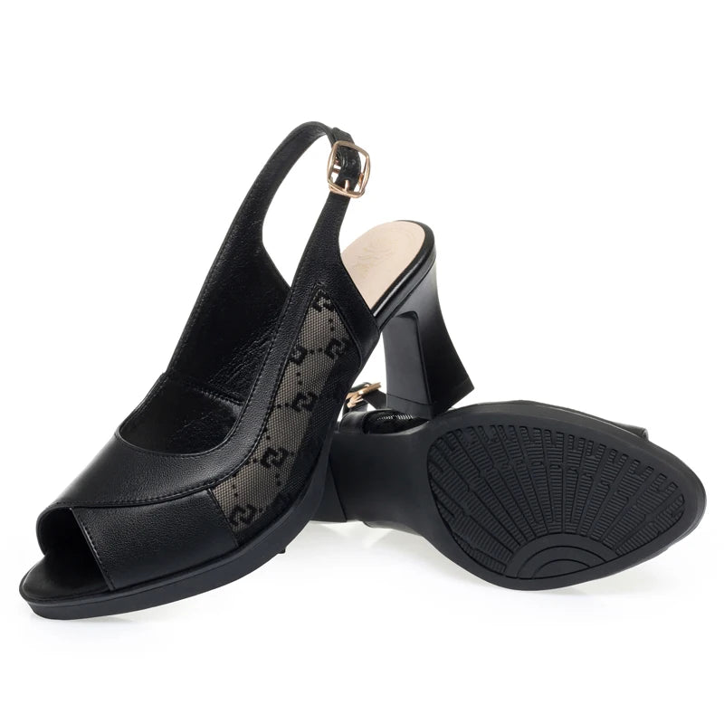 AIYUQI Frauen High Heel Sandalen Plattform 2025, Neue Echtes Leder Sommer Sandalen Frauen Fisch Mund Mode Kleid Frauen Sandalen