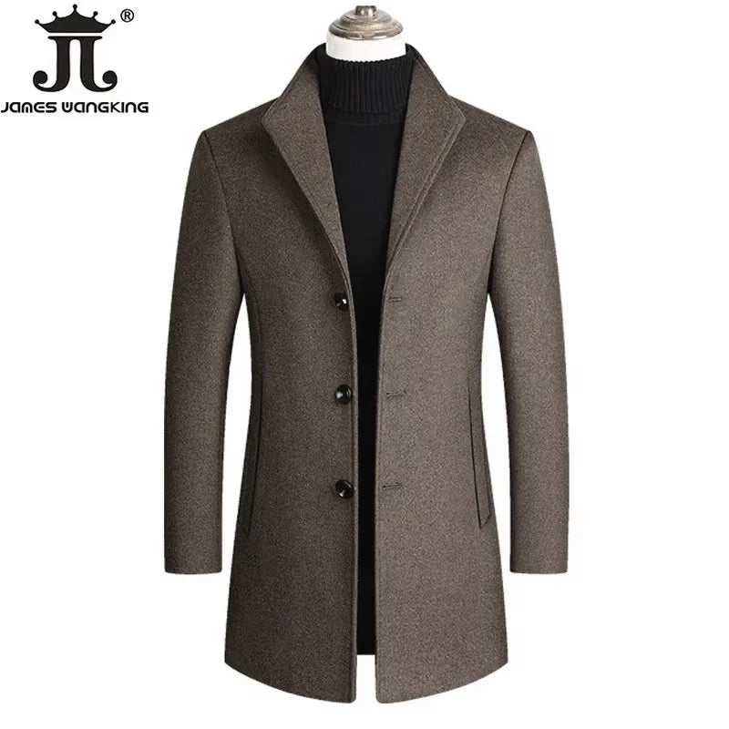 Eleganter Wollmantel für Herren – Herbst & Winter
