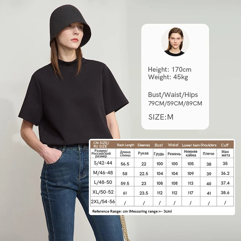Damen Casual T-Shirt mit Gedrucktem Rollkragen und Kurzarm für den Sommer