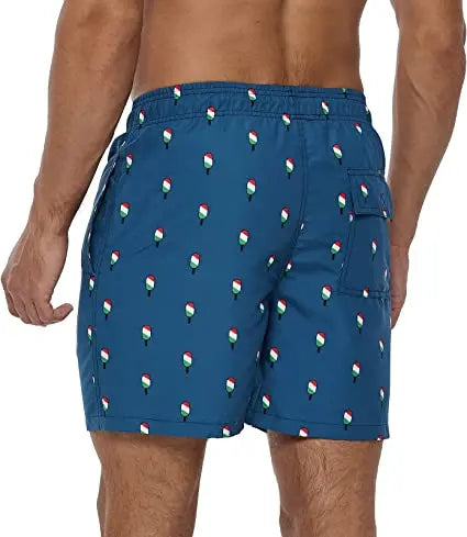 Herren-Badeshorts mit Farbverlauf, schnelltrocknend, mit Reißverschlusstaschen und Mesh-Futter – modische Schwimmshorts für den Strand