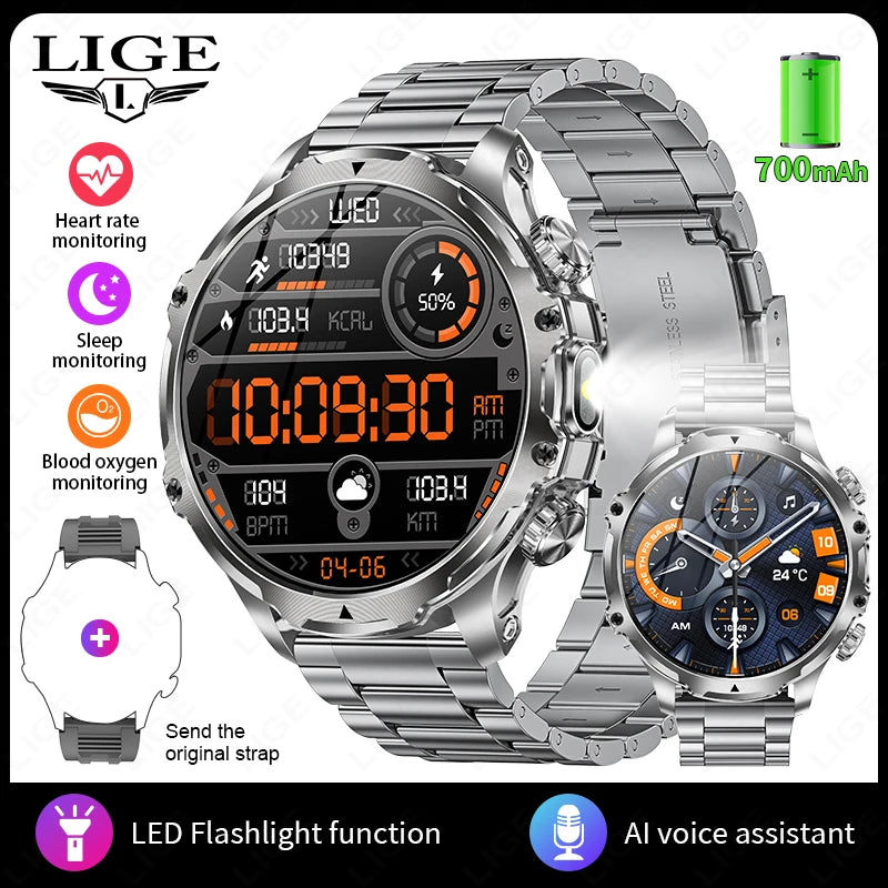 Männer Sport Smartwatch mit 1,9 Zoll Display und wasserdichter Bluetooth-Funktion