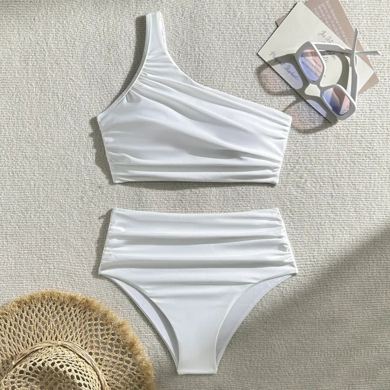 Dreiteiliger Damen-Bikini mit Push-up-Effekt und Print – ideal für Strand und Pool