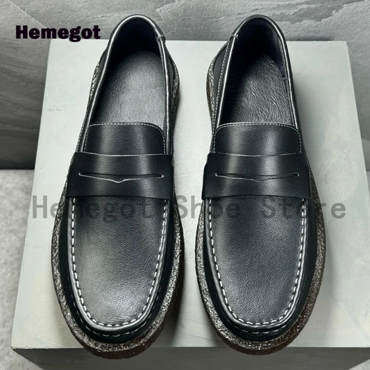 Black Genuine Leather Loafers Breathable and Durable Cowhide Shoes British Style Shoes Men Business and Casual Leather Shoes