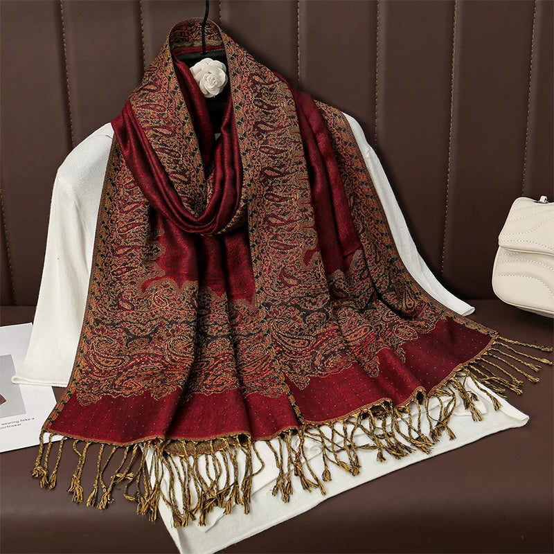 Damen Winterschal Kaschmir Plaid warm Pashmina Bandana Quaste Qualität