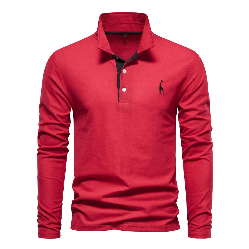 Premium Herren Langarm Polo Shirt Atmungsaktiv Und Elegant Für Business