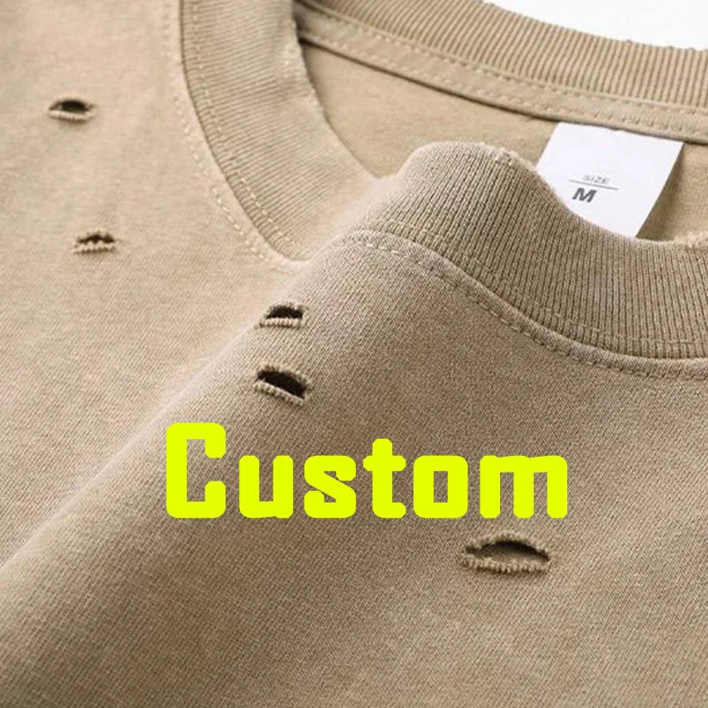 Herren T-Shirt mit kurzen Ärmeln und lässigen zerrissenen Löchern