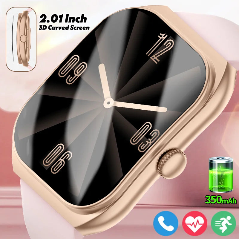 LIGE 2,01'' 3D Gebogene Bildschirm Frauen Smart Uhr Antwort Anruf Schlaf Überwachung Sport Schrittzähler Wasserdichte Intelligente Uhr Damen geschenk