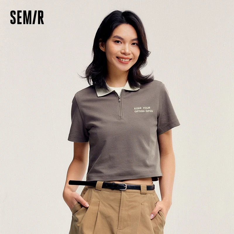 Semir Polo Shirt Frauen kurze Buchstaben Stickerei 2024 Sommer neue anti bakterielle Textur Top Temperament