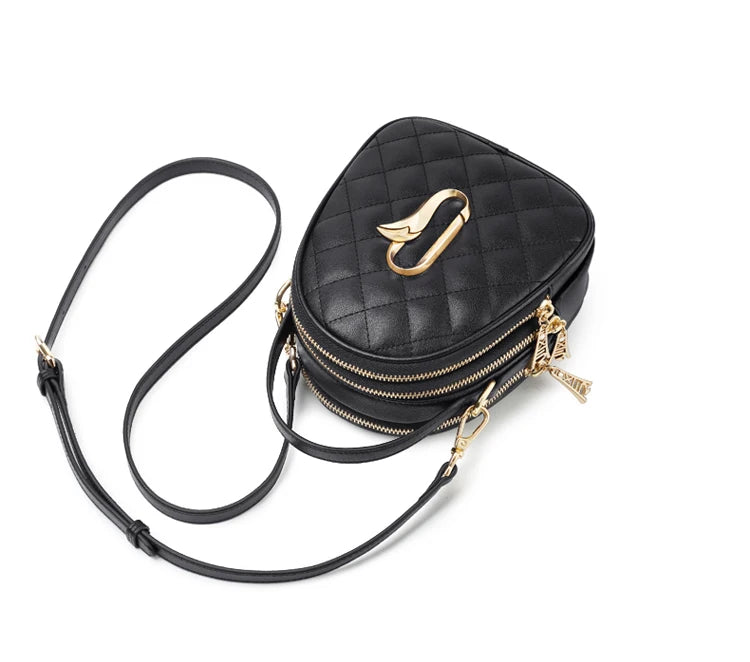 Damen Umhängetasche aus Leder kleine Mini Crossbody-Tasche