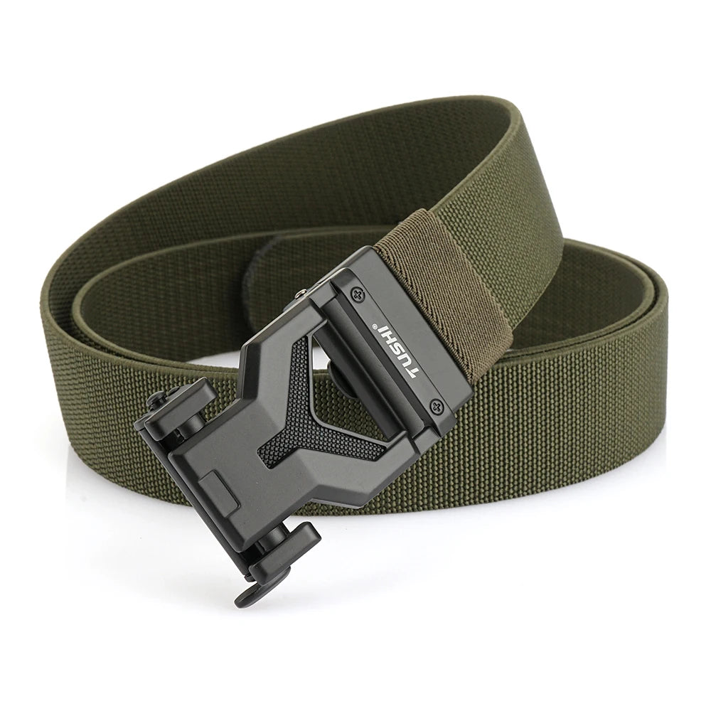 Herren-Gürtel Elastischer 3,8 Zentimeter Breite Gurtband Mit Metall-Schnalle Und Automatikverschluss