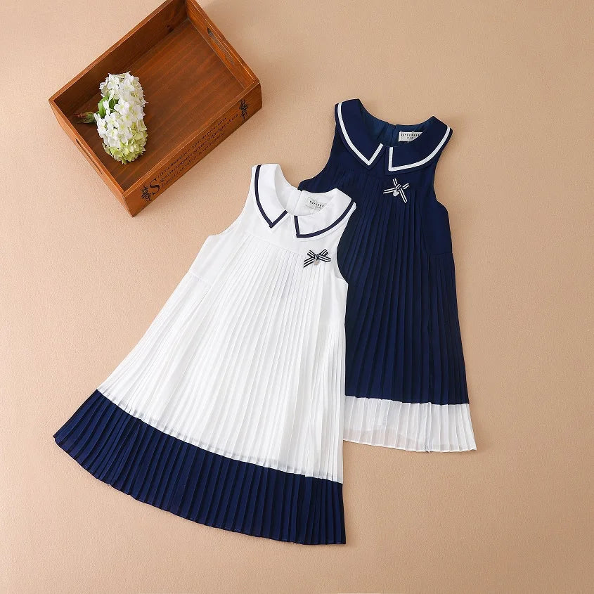 Mädchen Kleider Ärmellose Sommer Chiffon Plissee Kleidung Kinder Kleider Baby Mädchen Einteiliges Kleid