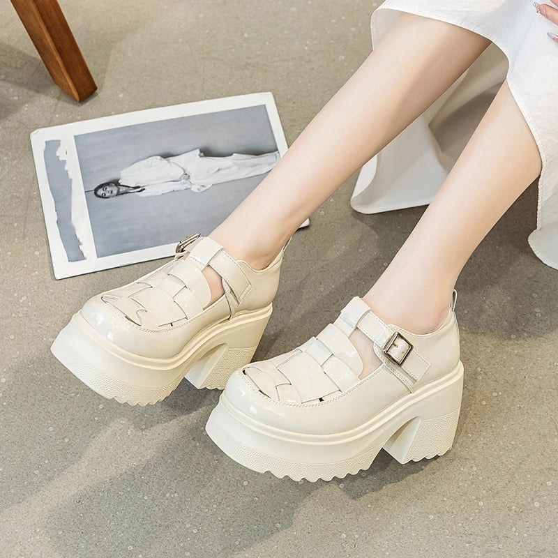 AIYUQI Echtes Leder Frauen Sandalen 2025, Neue Mode High-heel Sandalen Frauen Geschlossene Zehen Plattform Römischen Sandalen Frauen
