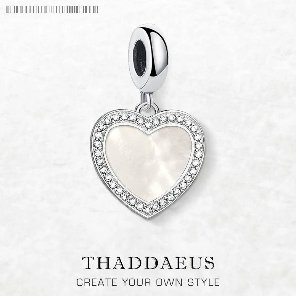 Damen-Charm-Anhänger Herz und Muschel romantisch aus Sterlingsilber