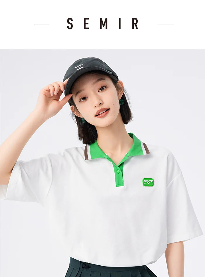 Semir Polo Shirt Frauen kurz Sommer neue lose Taille weiches bequemes T-Shirt