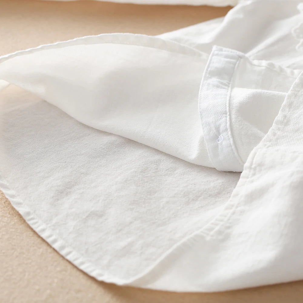 Mädchen Blusen 100% Baumwolle weiß Langarm Herbst Kinder kleidung für 8 10 12 Jahre Stickerei Tops Mädchen Schul hemden
