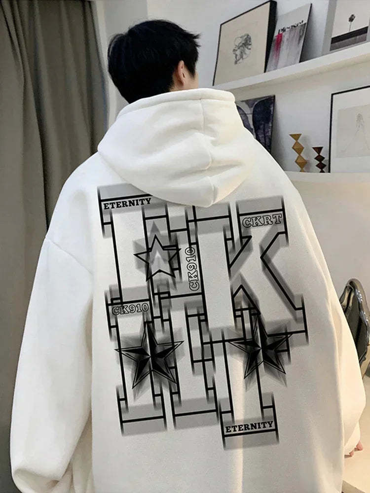 Herren Übergroße Hip Hop Hoodies mit Kapuze und Brief-Druck für Herbst