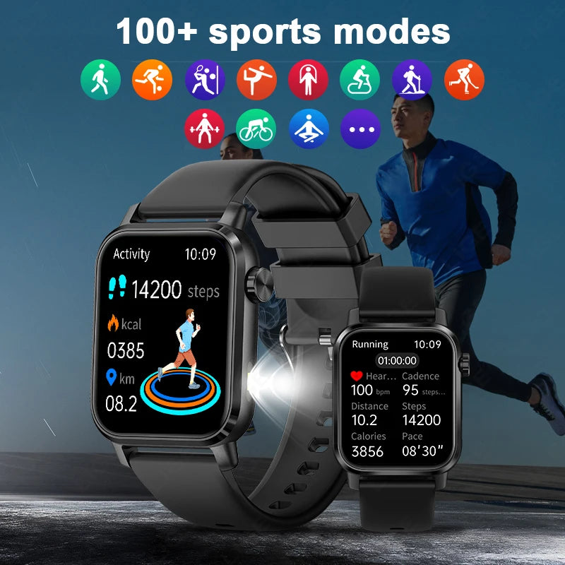 LIGE Neue Für Huawei Xiaomi Smart Uhr Männer Taschenlampe IP68 Wasserdichte Outdoor Sport Tracker 1,85 "HD Bluetooth Anruf Smartwatch