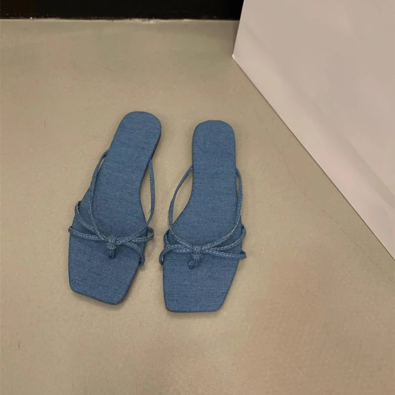 Damen Flache Sandalen Karree Retro Römisch