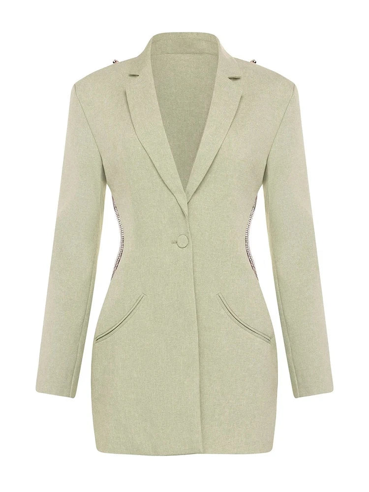 Elegantes Midi-Kleid mit Pailletten und Patchwork, schulterfrei und langärmelig – figurbetontes Design für Damen.