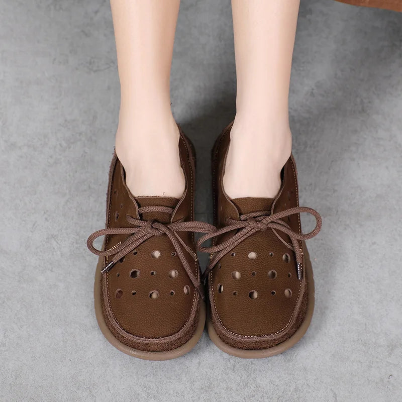 AIYUQI 2025, neue flache Damensandalen, rutschfeste Schnür-Loafer mit weichen Sohlen für Damen, Sommer-Strandschuhe mit großem Loch für Damen