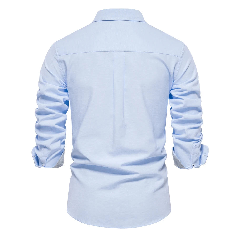 Herren Oxford Hemd aus Baumwolle mit langen Ärmeln für Casual-Look