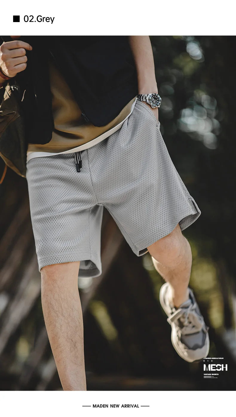 Herren Basketball Shorts aus Mesh für Sommer mit elastischem Bund und Taschen