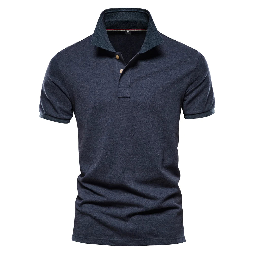 Herren Poloshirt aus Baumwolle in einfarbig mit klassischem Design für Freizeit und Business