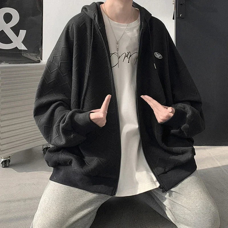 Herren Sweatshirt im Koreanischen Stil mit Kapuze und Taschen