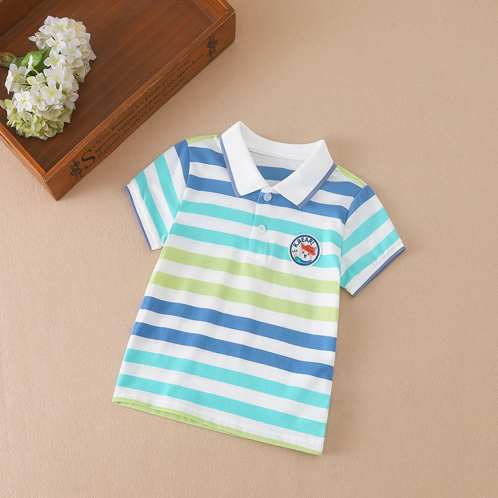 Baby Jungen Polos hirts hochwertige Sommer kurz ärmel ige gestreifte Top Shirt Kleidung 2t-6t Kinder Turn-Down Kragen T-Shirts
